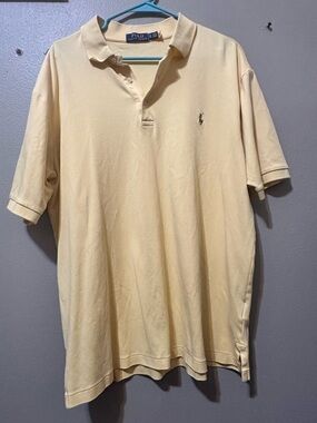 Polo Ralph Lauren Pale Yellow Soft Cotton Polo Shirt Size LT